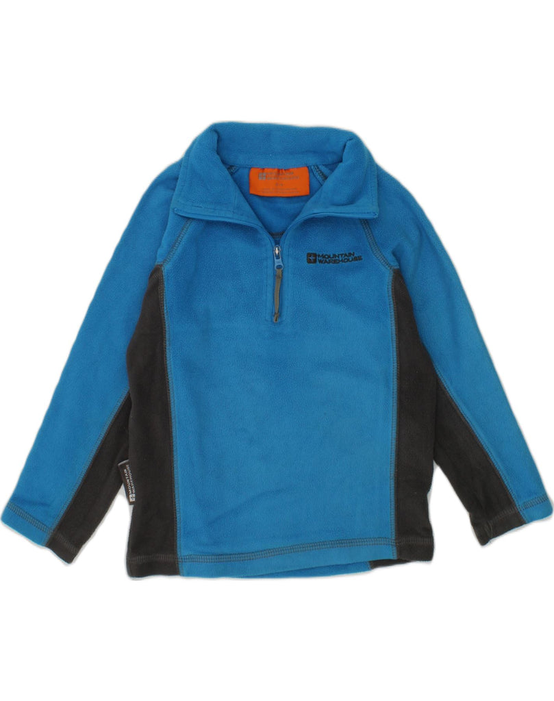 MOUNTAIN WAREHOUSE Boys Zip Neck Fleece Jumper 3-4 Years Blue Colourblock | Vintage Mountain Warehouse | Thrift | Second-Hand Mountain Warehouse | Used Clothing | Messina Hembry 