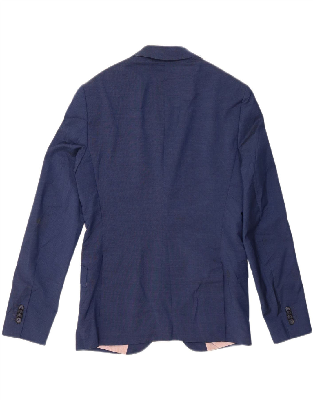 Zara Mens 2 Button Blazer Jacket EU 46 Small Blue Wool