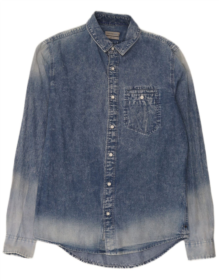 Calvin Klein Jeans Mens Slim Fit Denim Shirt Small Blue