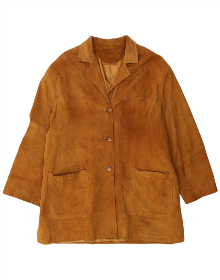 VINTAGE Womens Suede Jacket UK 18 XL Brown Leather