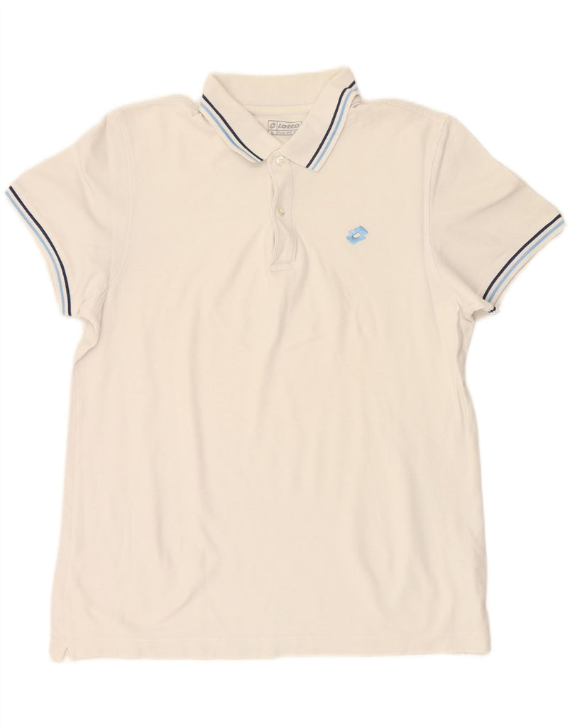 LOTTO Mens Polo Shirt XL White Cotton Vintage Lotto and Second-Hand Lotto from Messina Hembry 