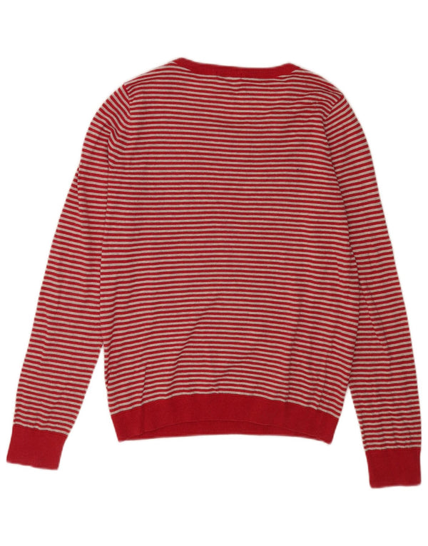 Lacoste Womens Crew Neck Jumper Sweater Size 38 Medium Red Striped