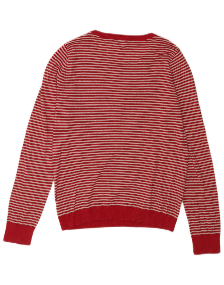 Lacoste Womens Crew Neck Jumper Sweater Size 38 Medium Red Striped