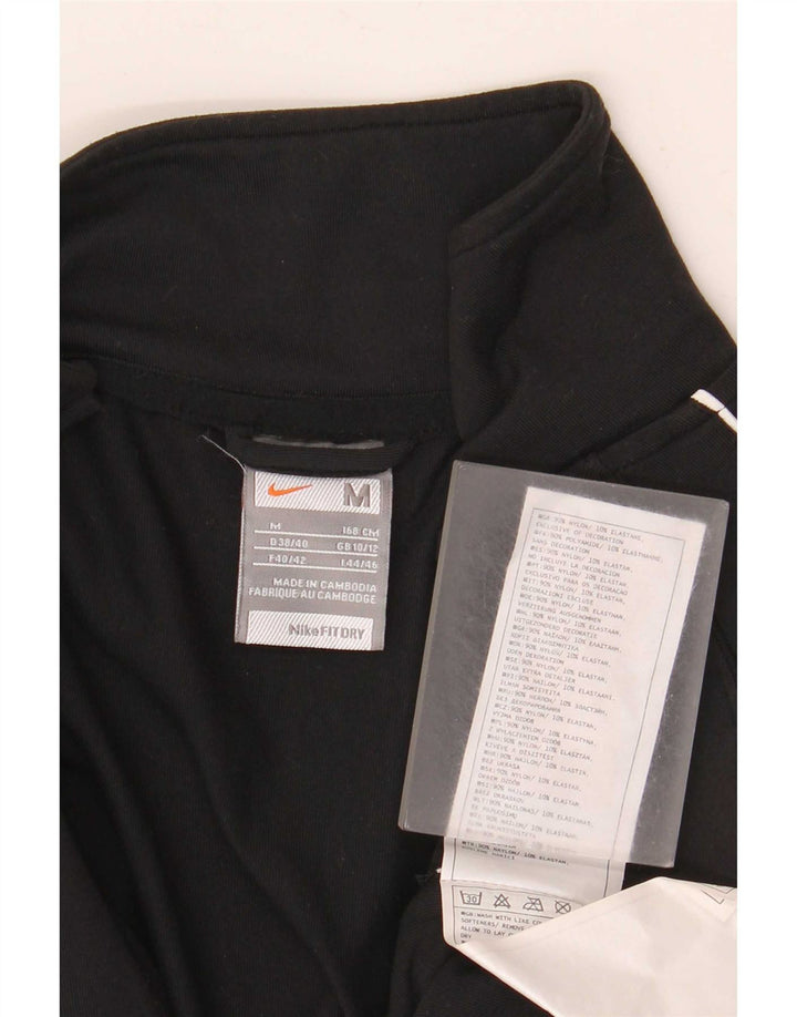 Nike Womens Tracksuit Top Jacket UK 10/12 Medium Black Nylon