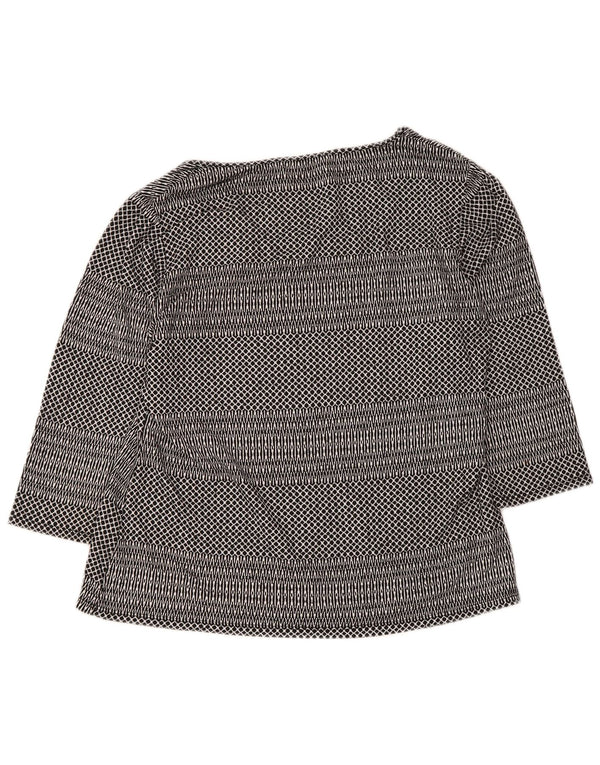 M&Co Womens Top 3/4 Sleeve UK 18 XL Black Geometric Viscose