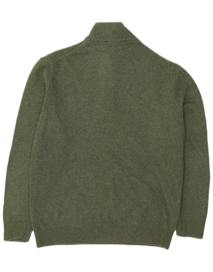Vintage Mens Zip Neck Jumper Sweater 2XL Green Wool