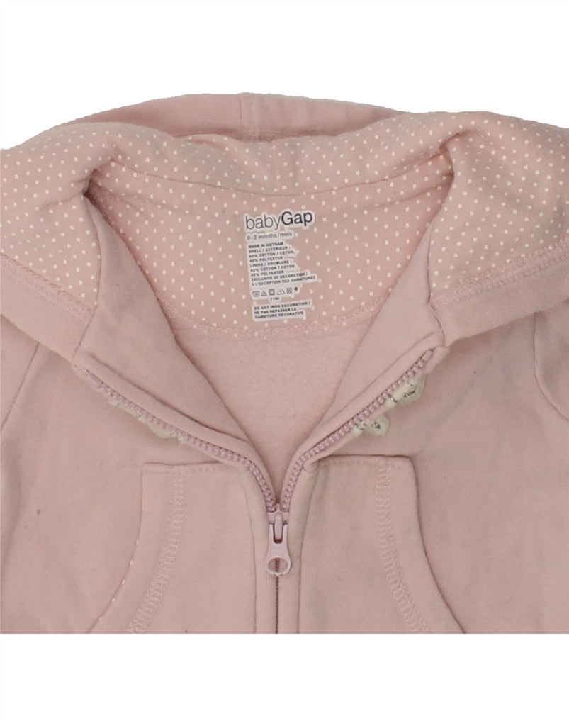 GAP Baby Girls Graphic Zip Hoodie Sweater 0-3 Months Pink Cotton | Vintage Gap | Thrift | Second-Hand Gap | Used Clothing | Messina Hembry 