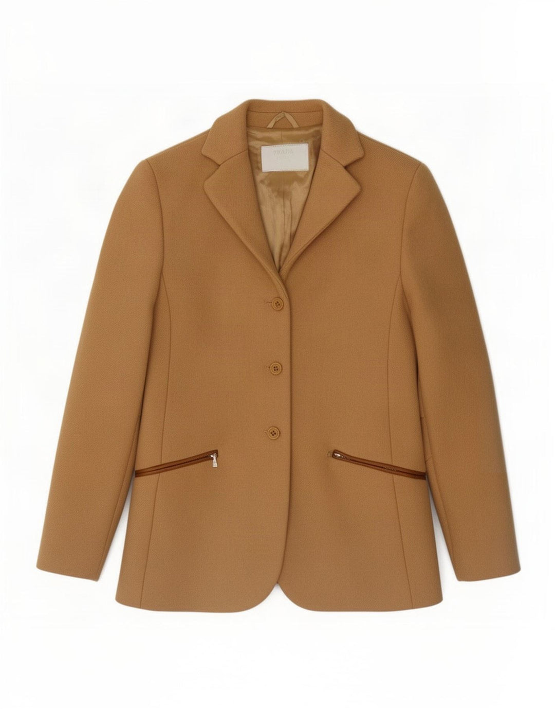 Prada Womens 3 Button Blazer Jacket IT 38 XS Beige Wool Classic