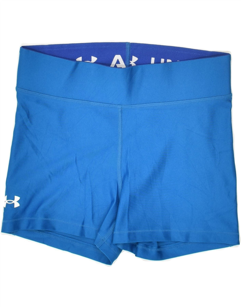 UNDER ARMOUR Womens Sport Shorts UK 14 Medium Blue Polyester | Vintage Under Armour | Thrift | Second-Hand Under Armour | Used Clothing | Messina Hembry 