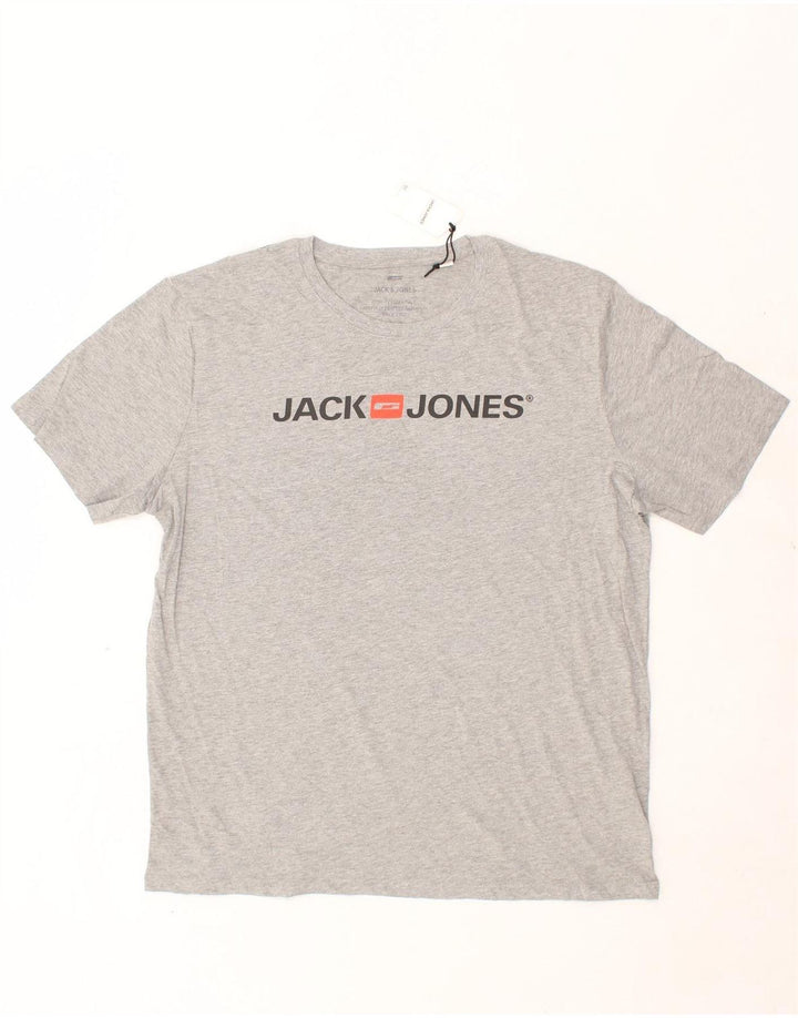 JACK & JONES Mens Graphic T-Shirt Top 2XL Grey Cotton Vintage Jack & Jones and Second-Hand Jack & Jones from Messina Hembry 