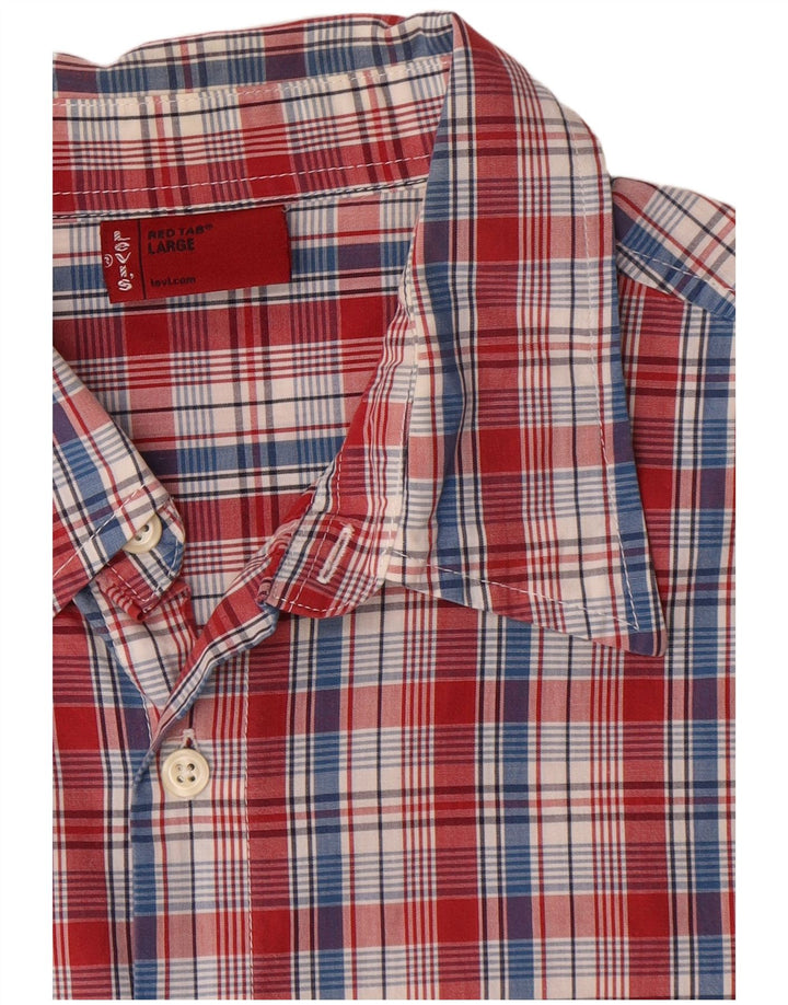 Levi's Mens Short Sleeve Shirt Large Red Check Cotton