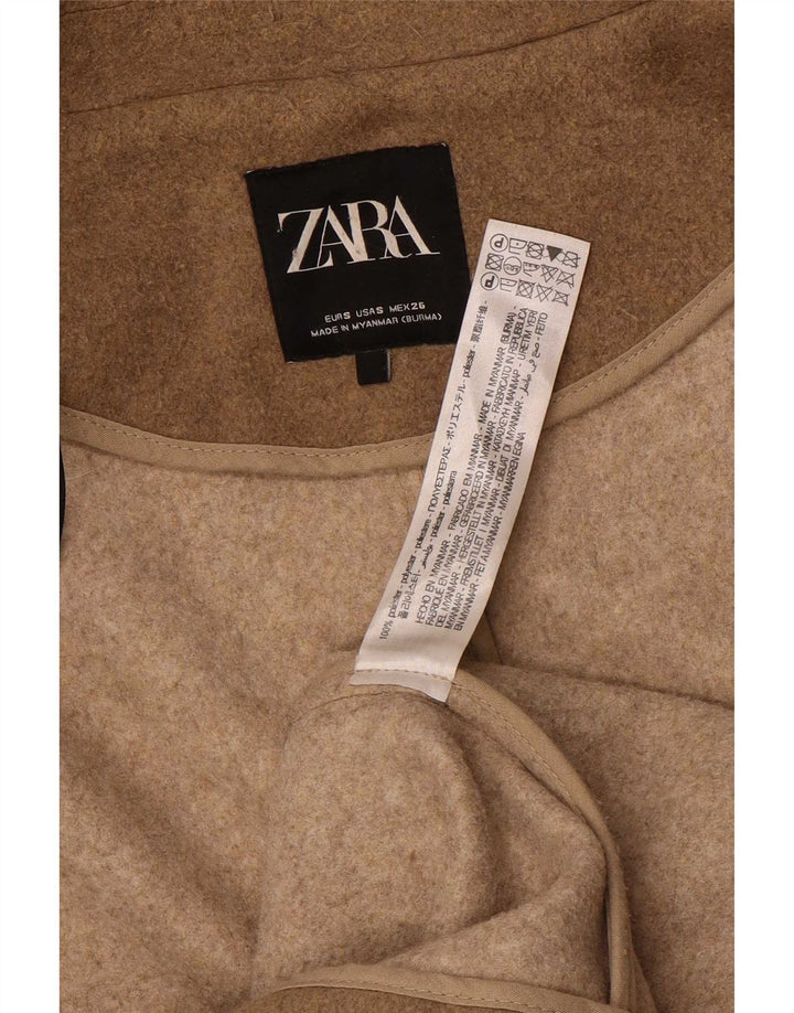 Zara Womens Oversized Overcoat UK 10 Small Beige Polyester