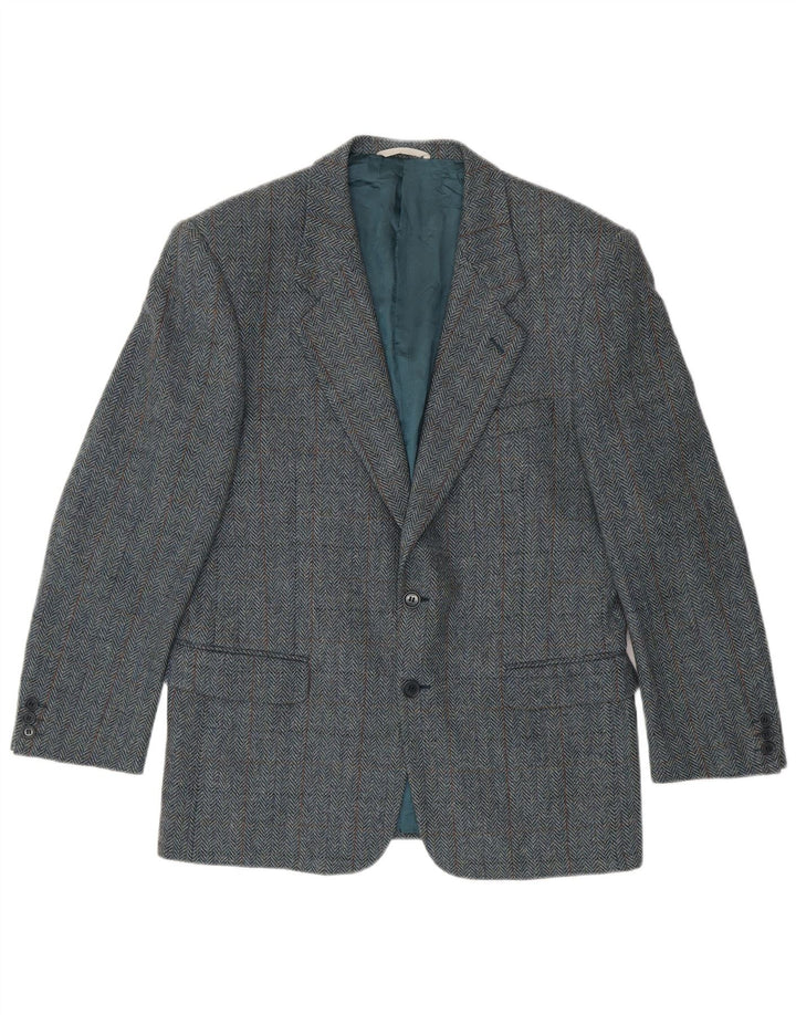 San Remo Mens 2 Button Blazer Jacket IT 50 Large Blue Herringbone