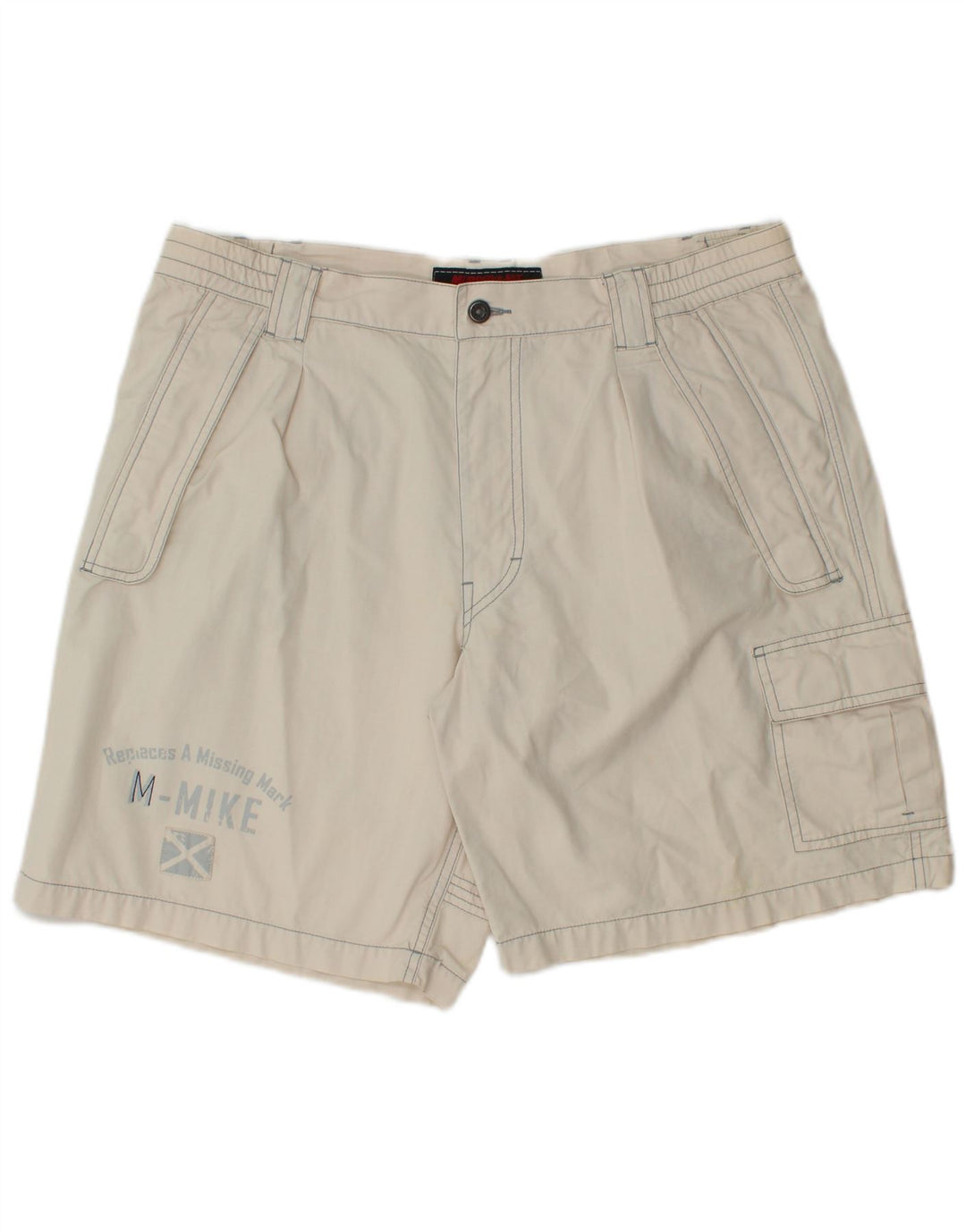Murphy & Nye Mens Graphic Cargo Shorts W38 XL White Cotton