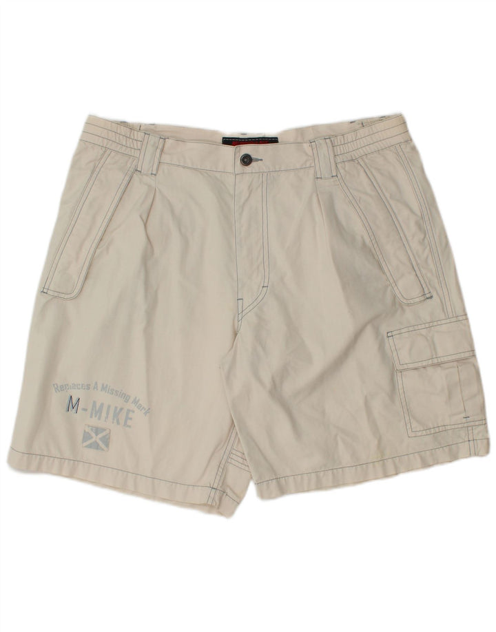 Murphy & Nye Mens Graphic Cargo Shorts W38 XL White Cotton