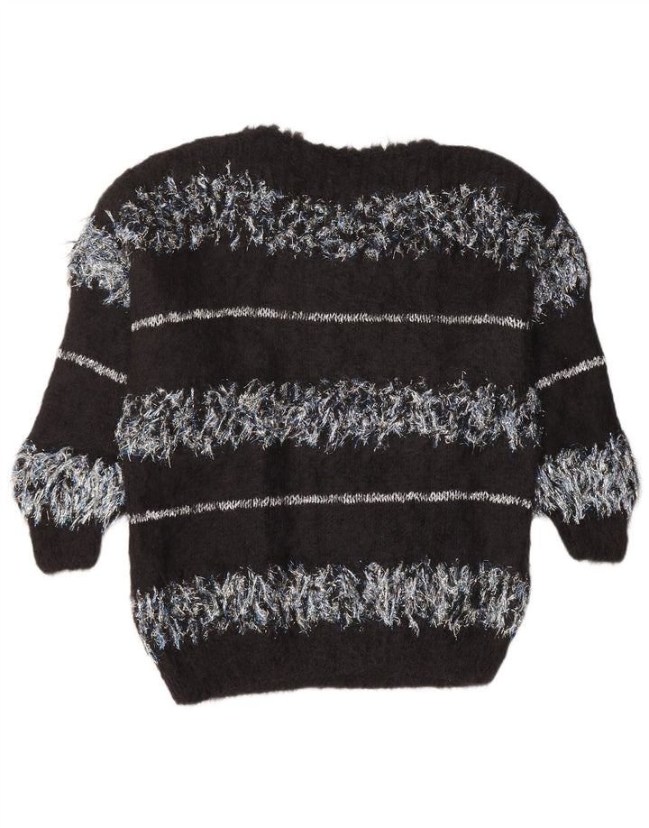 VINTAGE Womens Boat Neck Jumper Sweater UK 18 XL Black Striped