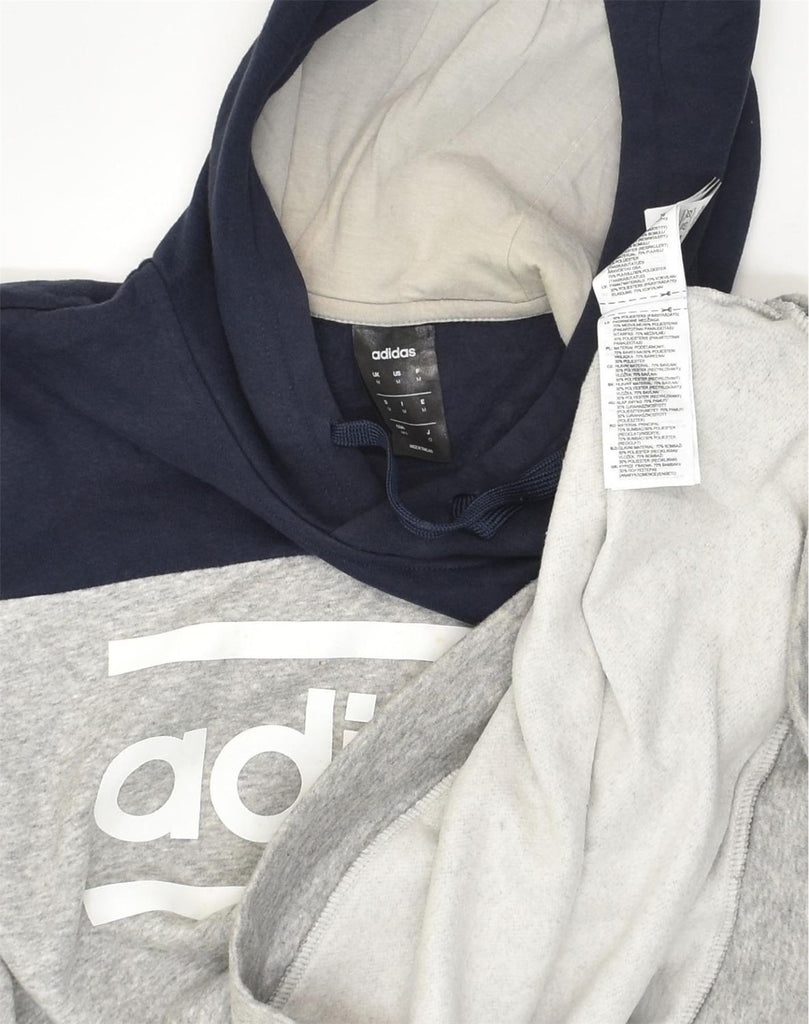 ADIDAS Mens Graphic Hoodie Jumper Medium Grey Colourblock Cotton | Vintage Adidas | Thrift | Second-Hand Adidas | Used Clothing | Messina Hembry 