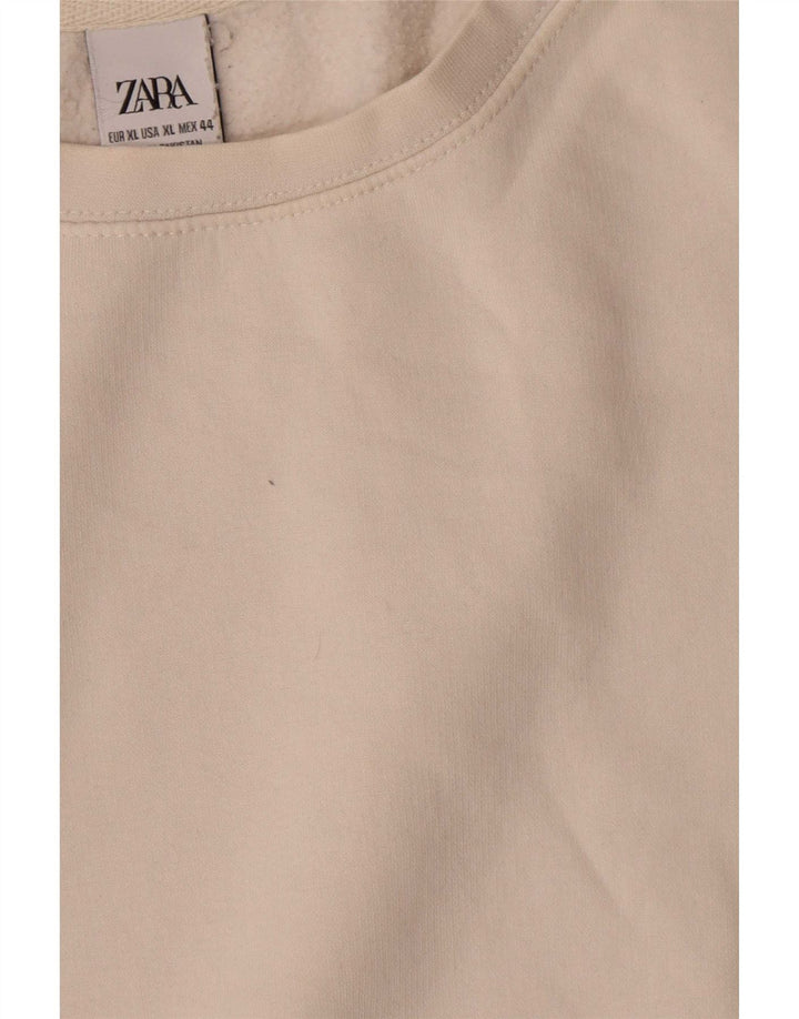 Zara Mens Sweatshirt Jumper XL White Cotton