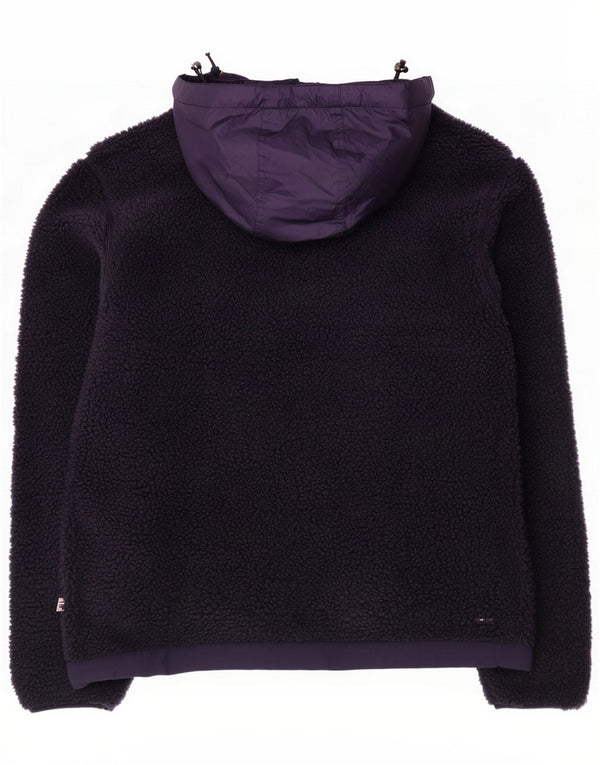 Napapijri Mens Hooded Zip Neck Fleece Jumper Large Navy Blue Polyester