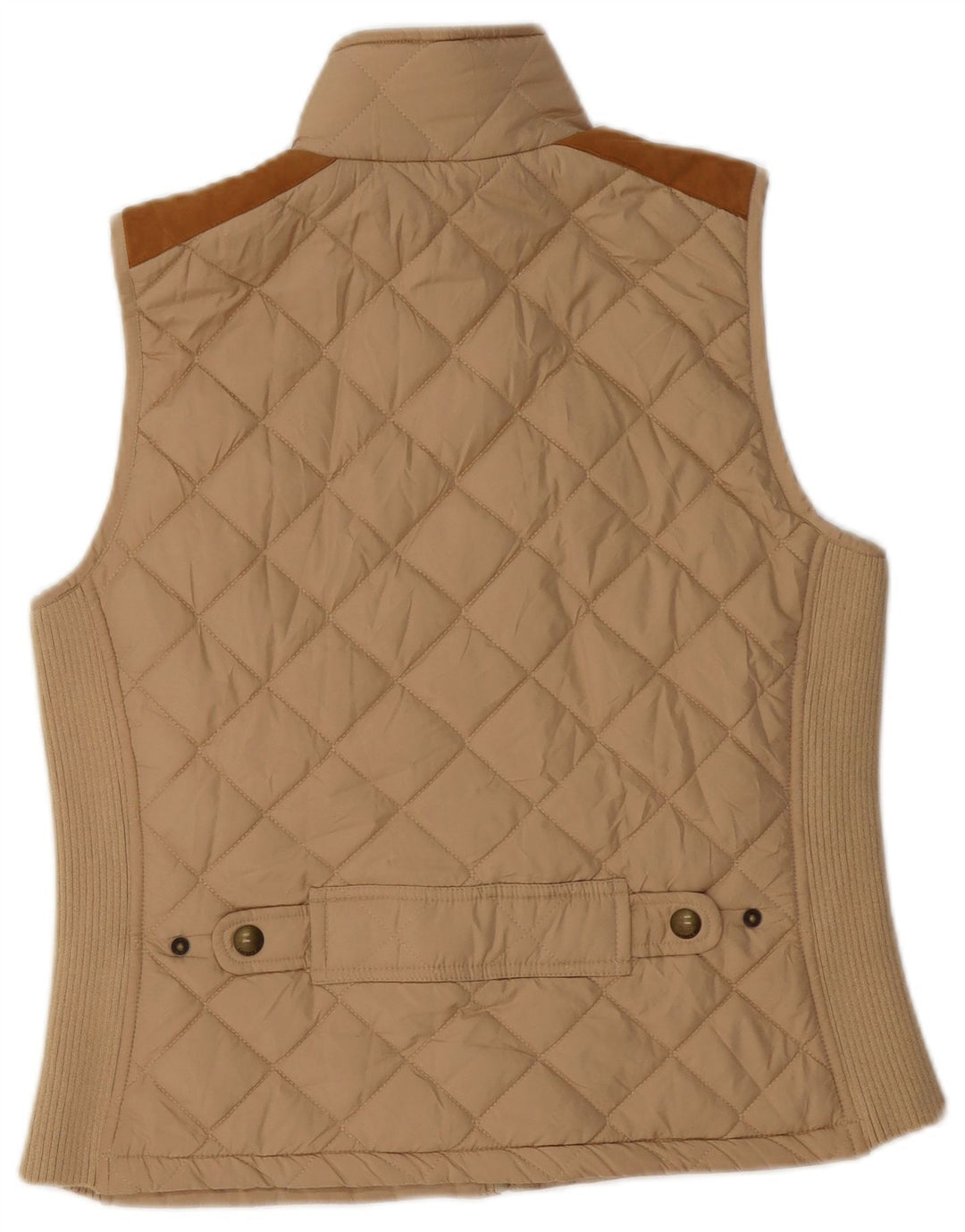 RALPH LAUREN Womens Quilted Gilet UK 14 Medium Beige Colourblock Polyester