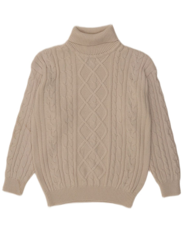 Vintage Mens Roll Neck Jumper Sweater UK 42/44 Large White Acrylic