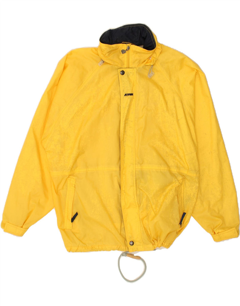 K-WAY Mens Hooded Windbreaker Jacket UK 40 Large Yellow Polyester | Vintage K-Way | Thrift | Second-Hand K-Way | Used Clothing | Messina Hembry 