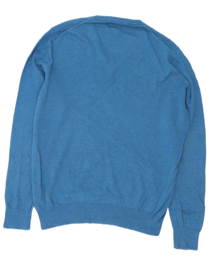 Marks & Spencer Mens V-Neck Jumper Sweater XL Blue Cotton