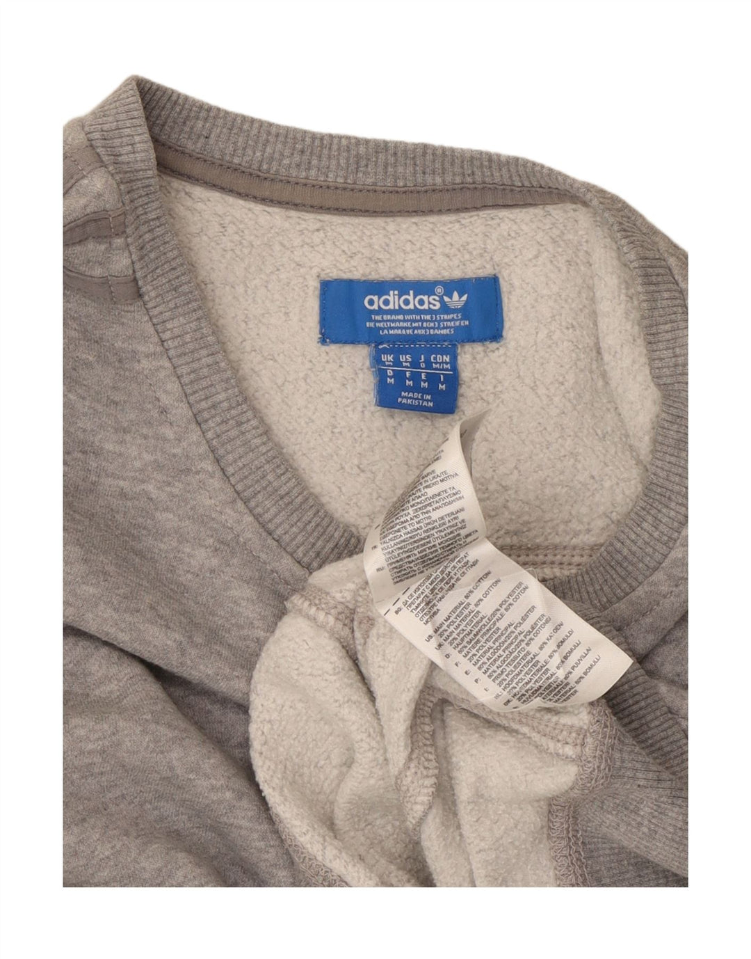 ADIDAS Mens Sweatshirt Jumper Medium Grey Cotton