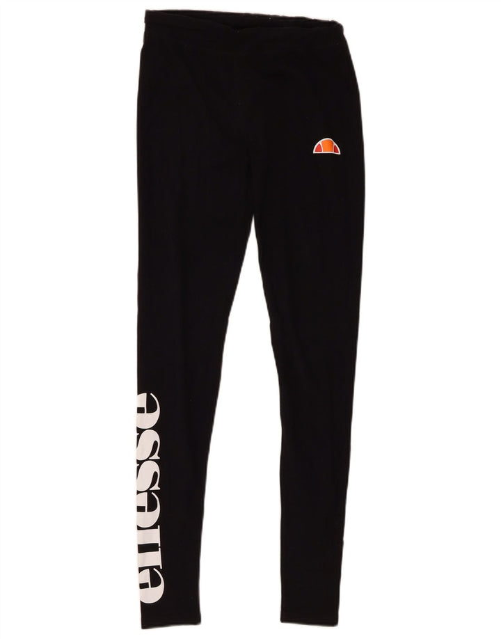 Ellesse Womens Graphic Leggings UK 8 Small Black Cotton