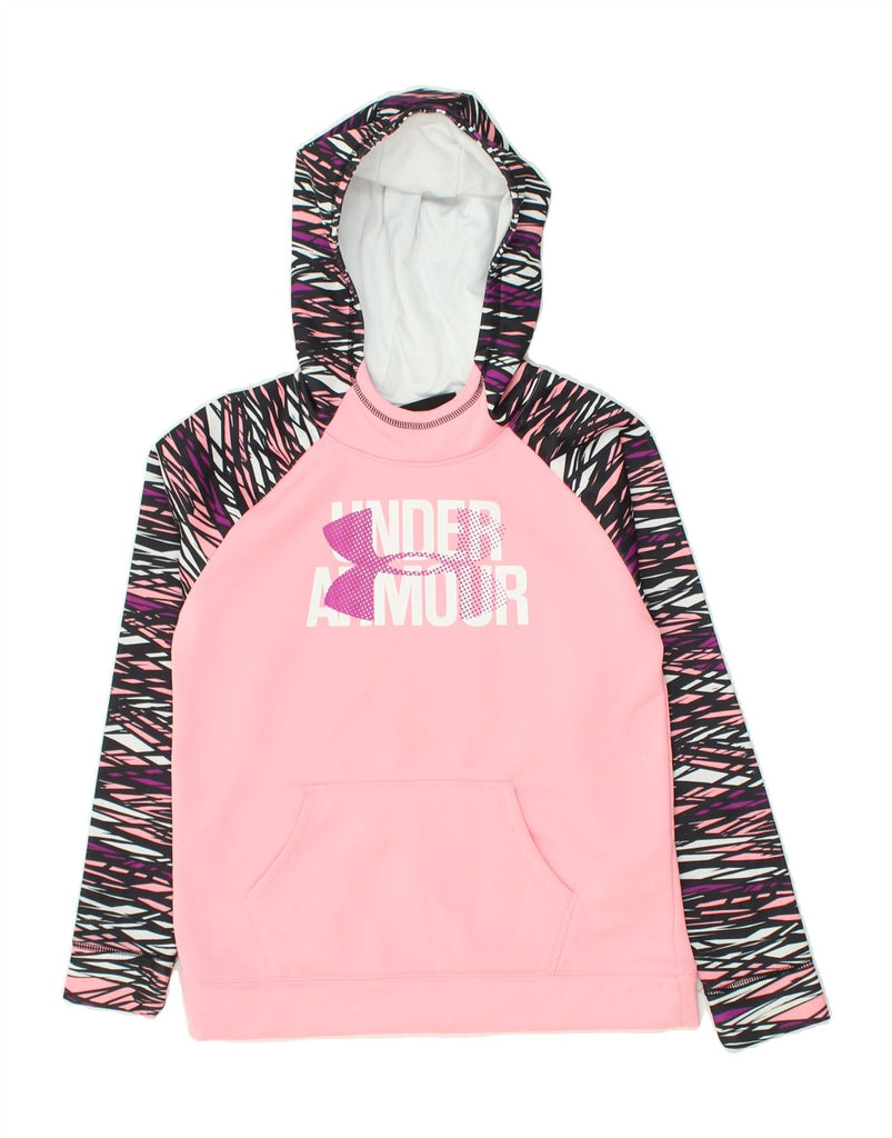 UNDER ARMOUR Girls Cold Gear Graphic Hoodie Jumper 11-12 Years Large Pink | Vintage Under Armour | Thrift | Second-Hand Under Armour | Used Clothing | Messina Hembry 
