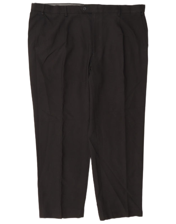 Marks & Spencer Mens Regular Fit Suit Trousers W42 L29 Black Polyester