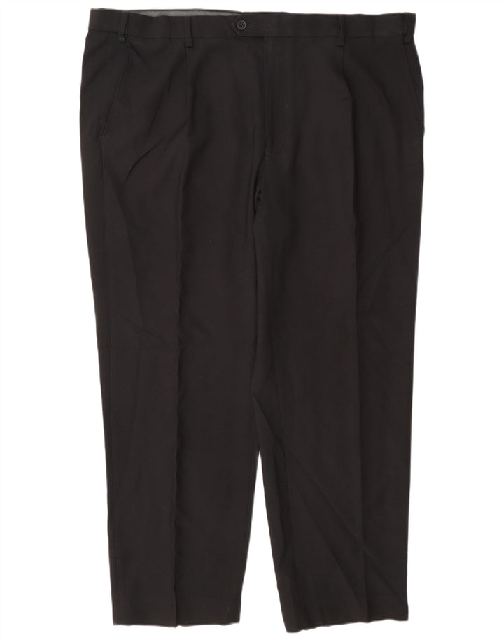 Marks & Spencer Mens Regular Fit Suit Trousers W42 L29 Black Polyester