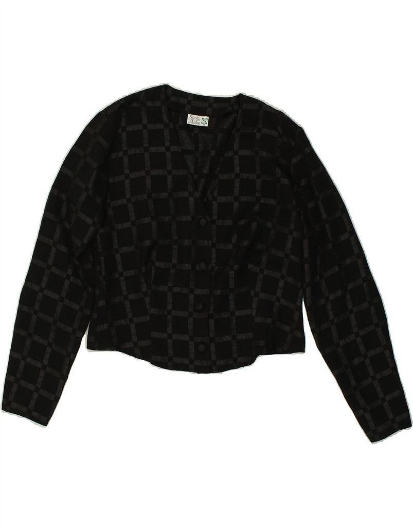SEIDEL MODEN Womens Crop 4 Button Blazer Jacket EU 34 XS Black Check | Vintage Seidel Moden | Thrift | Second-Hand Seidel Moden | Used Clothing | Messina Hembry 