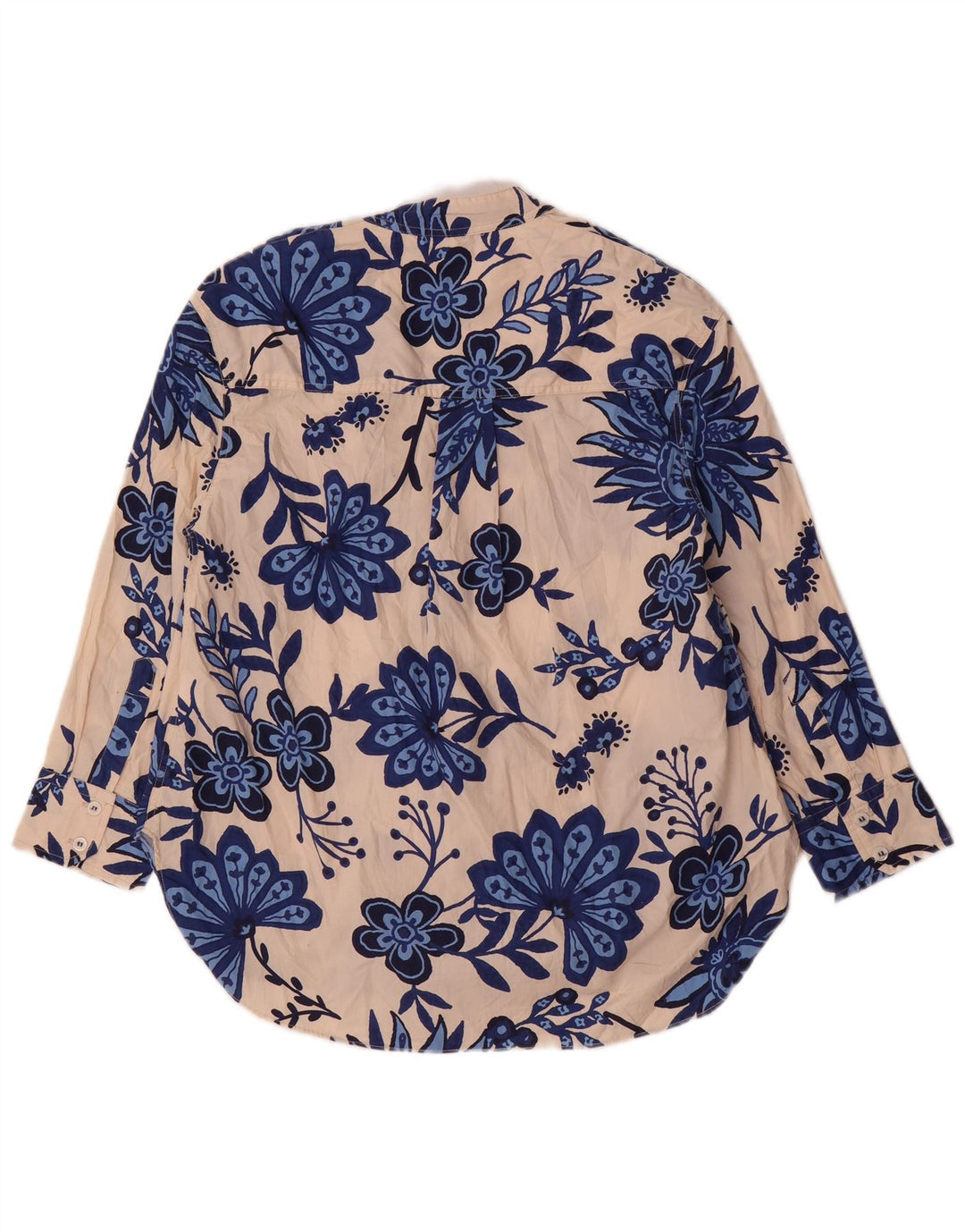 Zara Womens Oversized Pullover Shirt UK 6 XS Beige Floral Cotton
