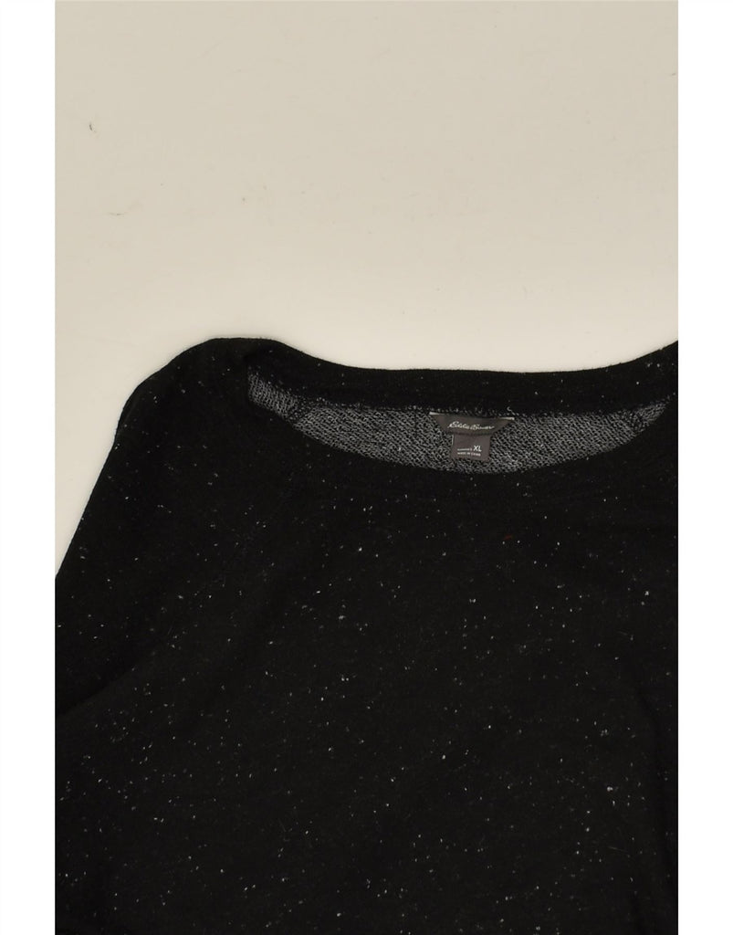 EDDIE BAUER Womens Loose Fit Sweatshirt Jumper UK 18 XL Black Spotted | Vintage Eddie Bauer | Thrift | Second-Hand Eddie Bauer | Used Clothing | Messina Hembry 