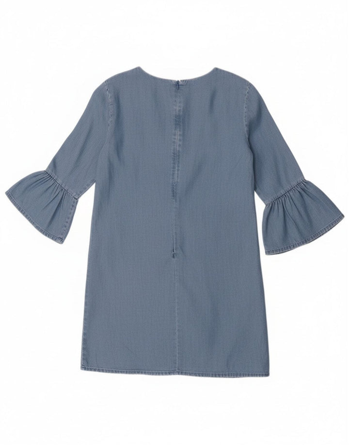 Zara Womens 3/4 Sleeve Shift Dress UK 10 Small Blue Lyocell