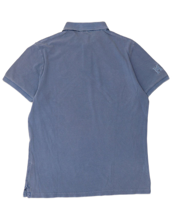 Marlboro Classics Mens Graphic Polo Shirt Large Blue Cotton