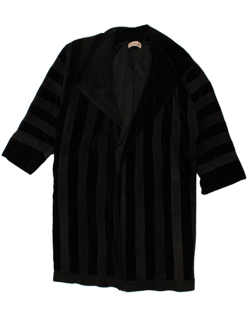 ROCCOBAROCCO Womens Oversized Overcoat IY 40 Small Black Striped Cotton Vintage Roccobarocco and Second-Hand Roccobarocco from Messina Hembry 