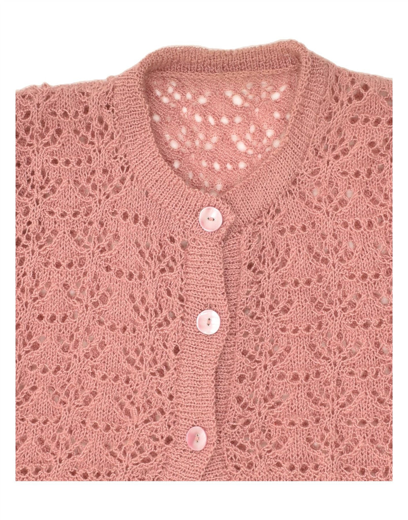 VINTAGE Womens Short Sleeve Crochet Cardigan Top UK 12 Medium Pink | Vintage Vintage | Thrift | Second-Hand Vintage | Used Clothing | Messina Hembry 