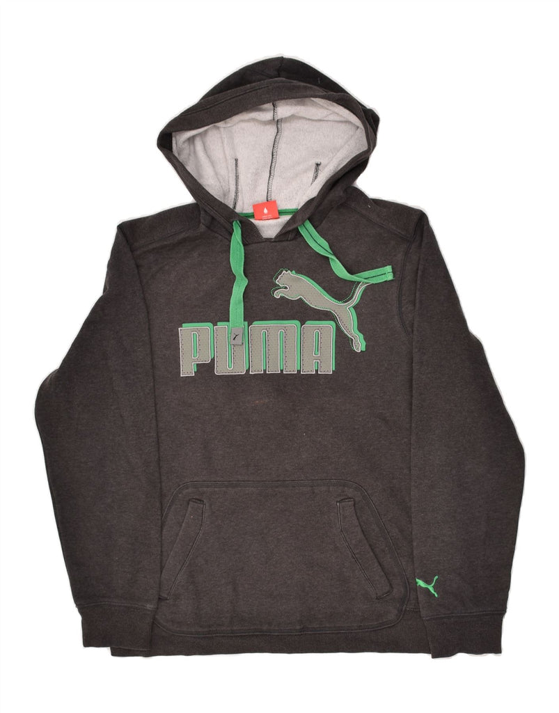 PUMA Mens Graphic Hoodie Jumper Medium Grey Cotton | Vintage Puma | Thrift | Second-Hand Puma | Used Clothing | Messina Hembry 