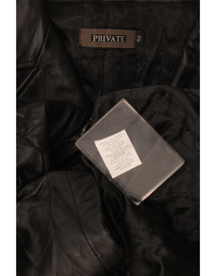 Private Mens Leather Coat IT 52 XL Black