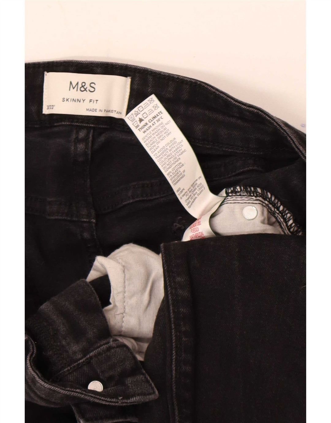 Marks & Spencer Womens Skinny Jeans W34 L33 Black Cotton