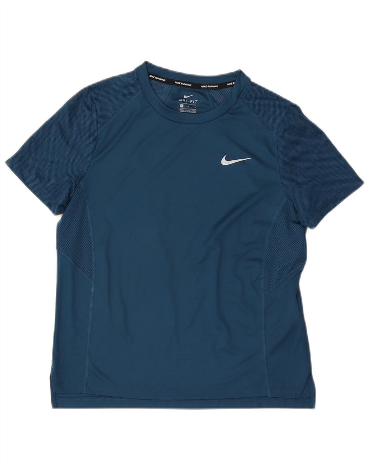 Nike Womens Dri Fit T-Shirt Top UK 14 Medium Blue Polyester