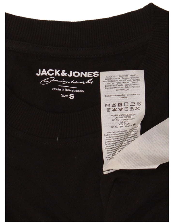 JACK & JONES Mens Top Long Sleeve Small Black Cotton