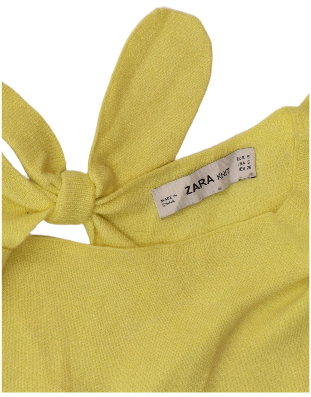 ZARA Womens Crop Long Sleeve Blouse Top UK 10 Small Yellow