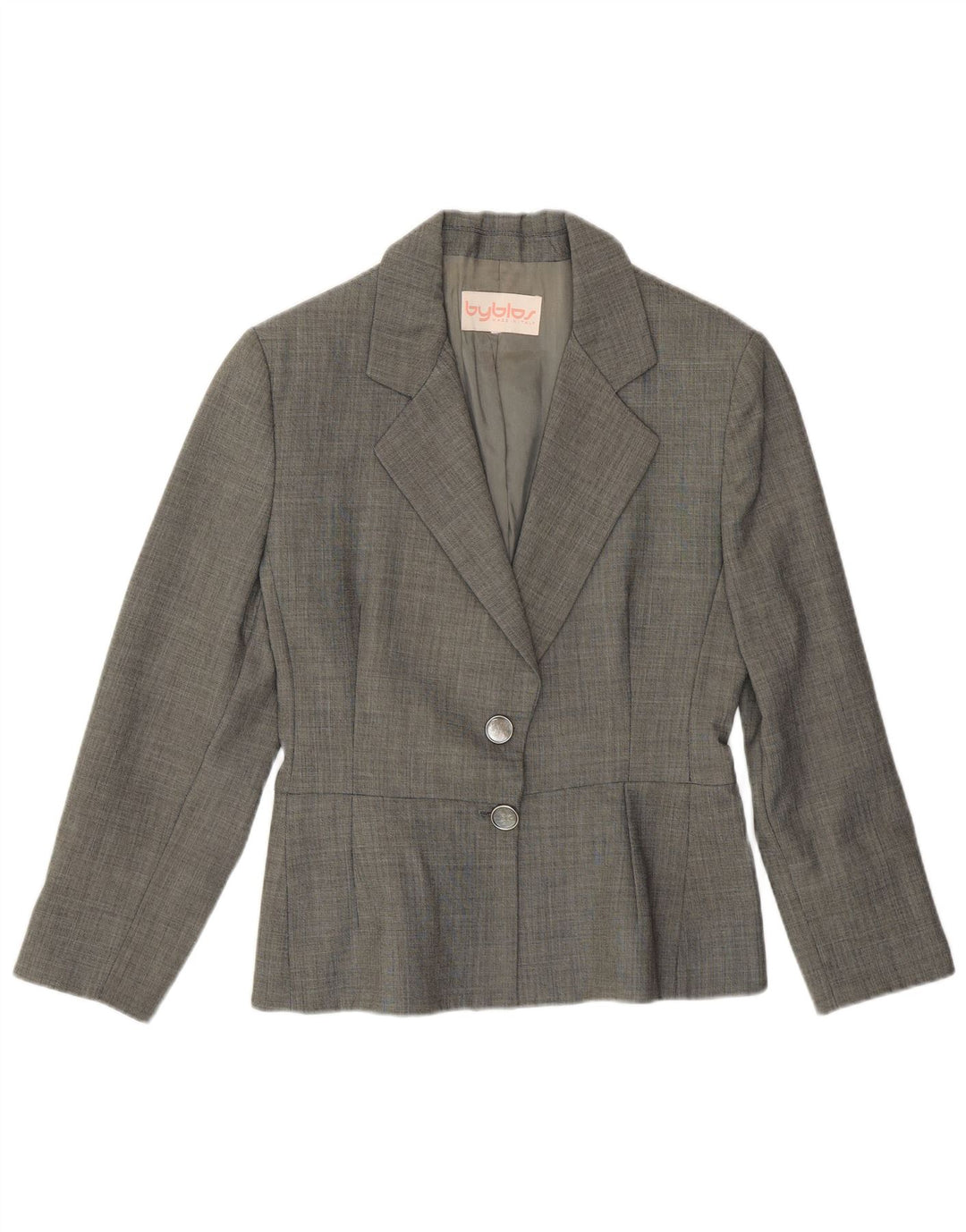 Byblos Womens 2 Button Blazer Jacket UK 10 Small Grey
