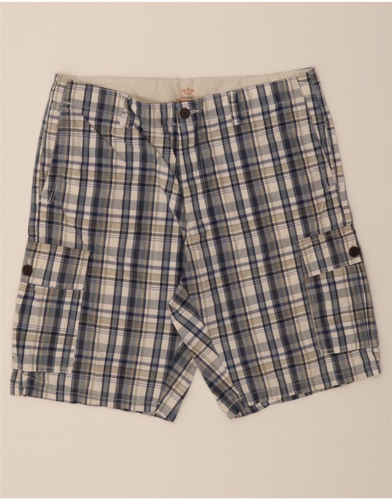 DOCKERS Mens Cargo Shorts W36 Large Blue Check Cotton Vintage Dockers and Second-Hand Dockers from Messina Hembry 