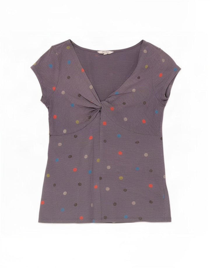 White Stuff Womens T-Shirt Top UK 12 Medium Grey Polka Dot Cotton