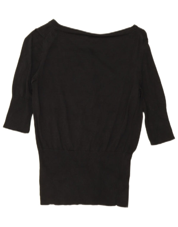 Massimo Dutti Womens Short Sleeve Cardigan Sweater UK 14 Large Black Silk