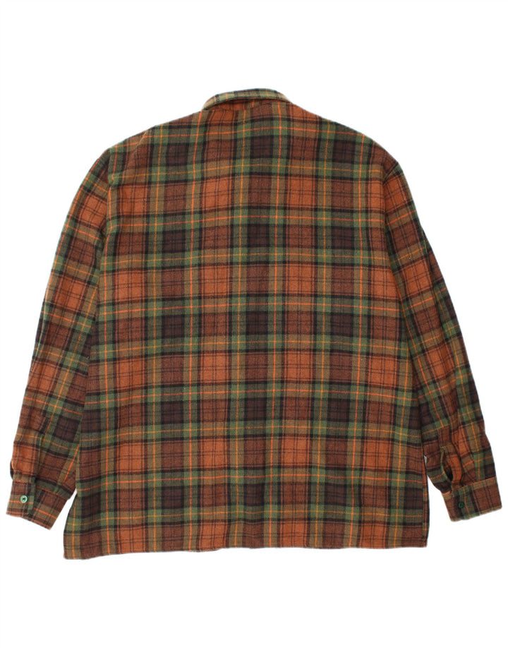 Vintage Mens Flannel Shirt XL Brown Check